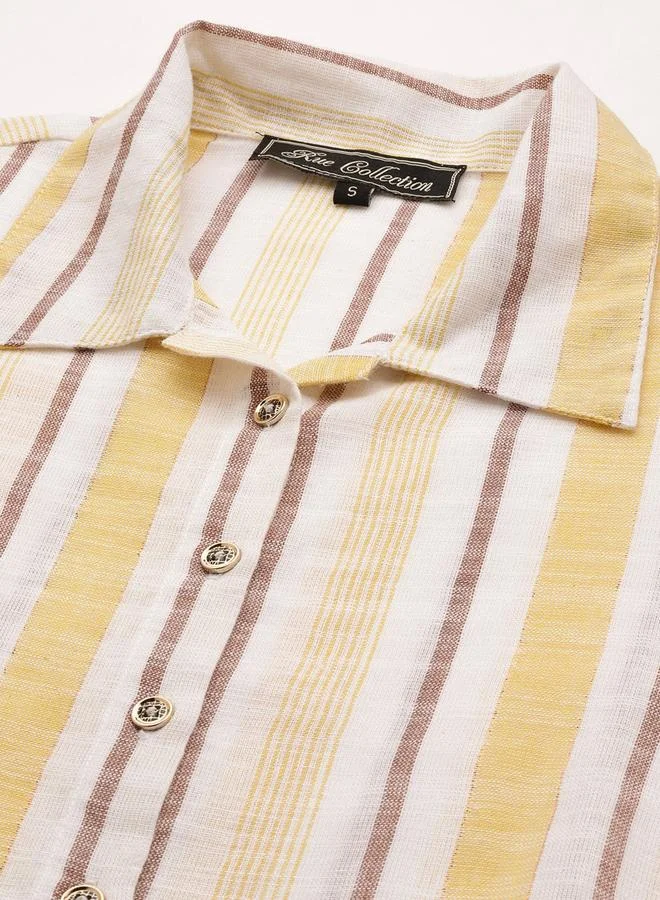 Rue Collection Women Striped Tie-Front Crop Top